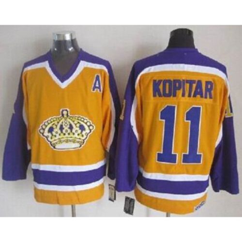 6861b5843d37a_1 Kings #11 Anze Kopitar Yellow CCM Throwback Stitched NHL Jersey