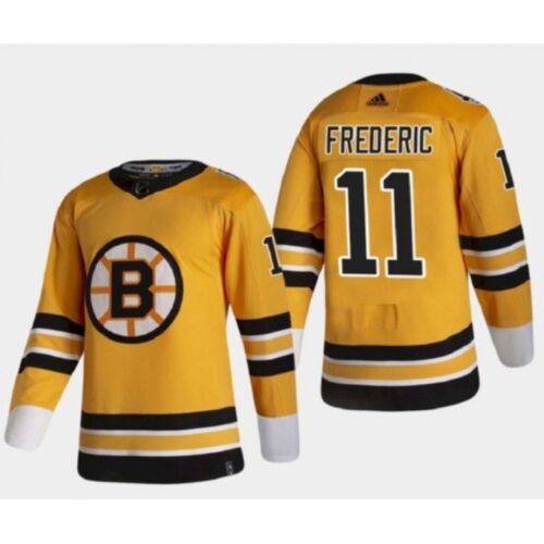 6861b59e2eada_1 Men's Boston Bruins #11 Trent Frederic 2020-21 Yellow Reverse Retro Stitched Jersey