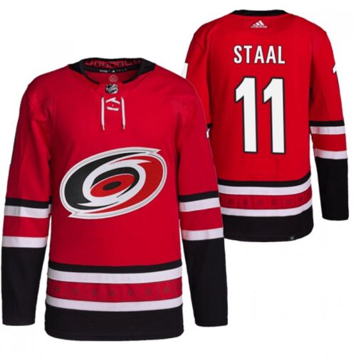 6861b5c2b22ea_1 Men's Carolina Hurricanes #11 Jordan Staal Red Stitched Jersey