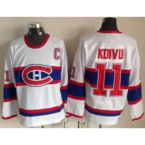 6861b60960d33_1 Canadiens #11 Saku Koivu White CCM Throwback Stitched NHL Jersey