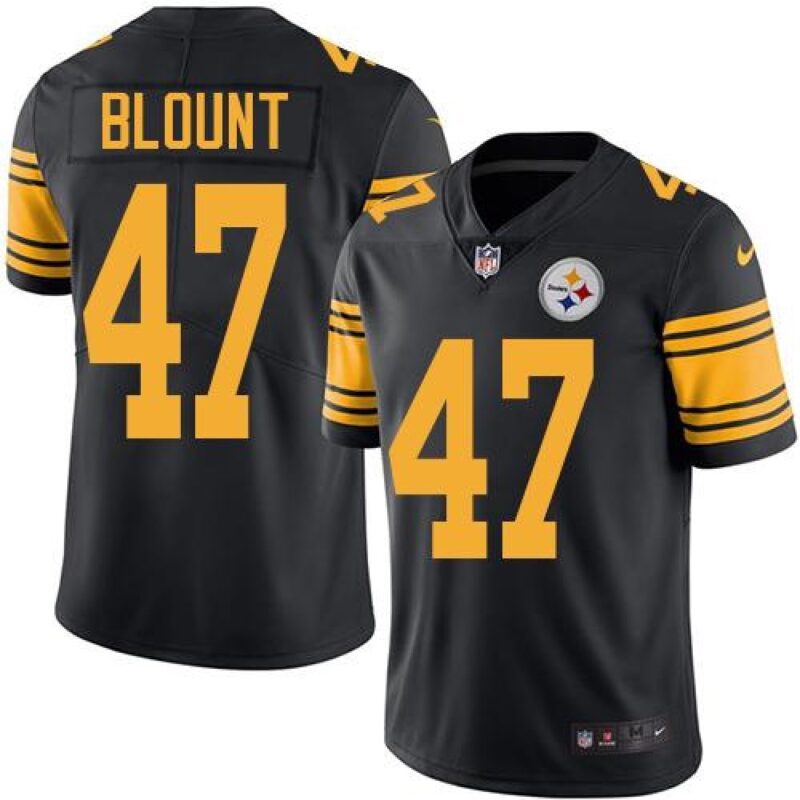 6861b6341a53f_1 Steelers #47 Mel Blount Black Men's Stitched NFL Limited Rush Jersey