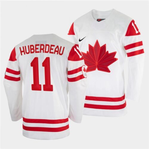 6861b66183c8c_1 Men's Canada Hockey #11 Jonathan Huberdeau 2022 Beijing Winter Olympic White Stitched Jersey