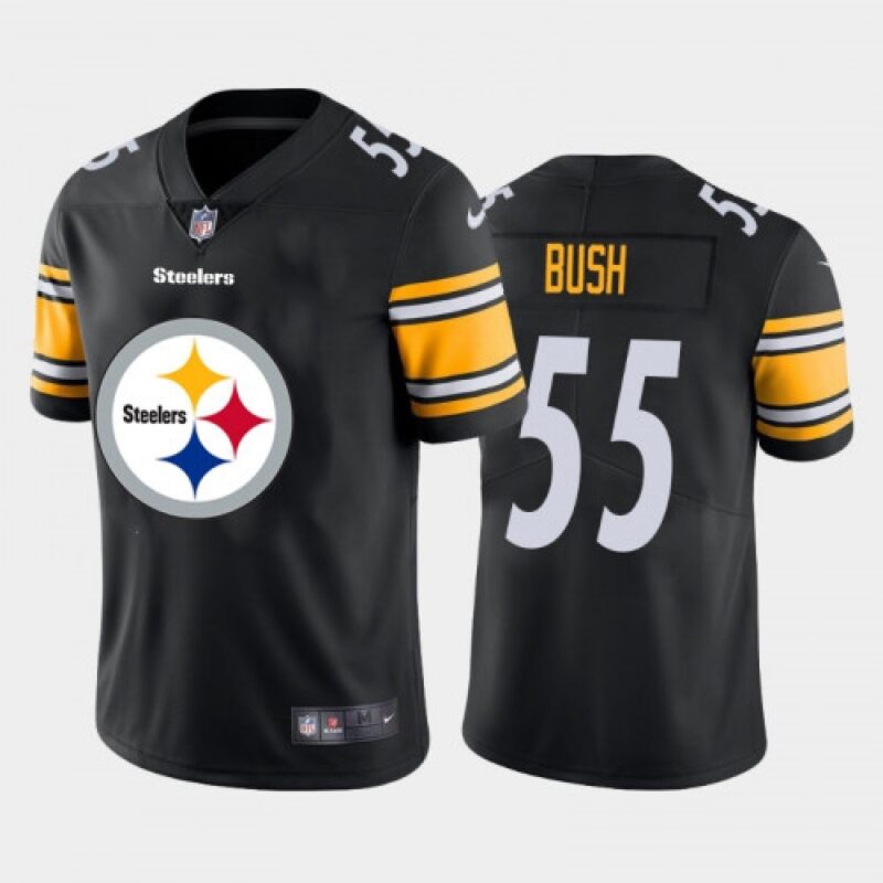 6861b6626b671_1 Men's Pittsburgh Steelers #55 Devin Bush Black 2020 Team Big Logo Limited Stitched Jersey