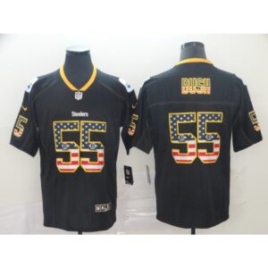 6861b66e9293a_1 Men's Pittsburgh Steelers #55 Devin Bush Black USA Flag Color Rush Limited Stitched NFL Jersey