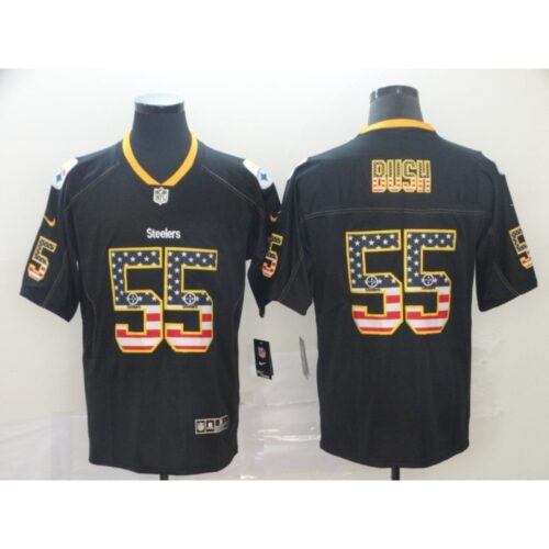 6861b66e9293a_1 Men's Pittsburgh Steelers #55 Devin Bush Black USA Flag Color Rush Limited Stitched NFL Jersey
