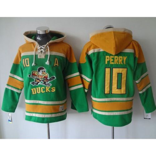 6861b680d238b_1 Ducks #10 Corey Perry Green Sawyer Hooded Sweatshirt Stitched NHL Jersey