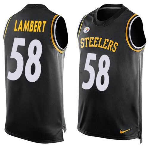 6861b6871de64_1 Steelers #58 Jack Lambert Black Team Color Men's Stitched NFL Limited Tank Top Jersey