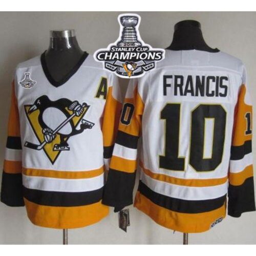 6861b6a4e2a94_1 Penguins #10 Ron Francis White/Black CCM Throwback 2016 Stanley Cup Champions Stitched NHL Jersey