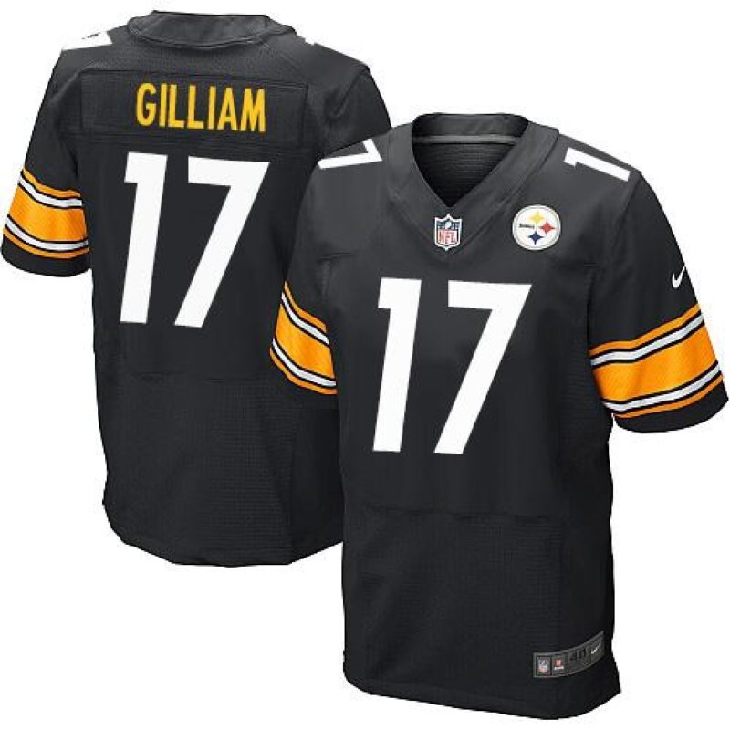 6861b6a98e43f_1 Steelers #17 Joe Gilliam Black Team Color Men's Stitched NFL Elite Jersey