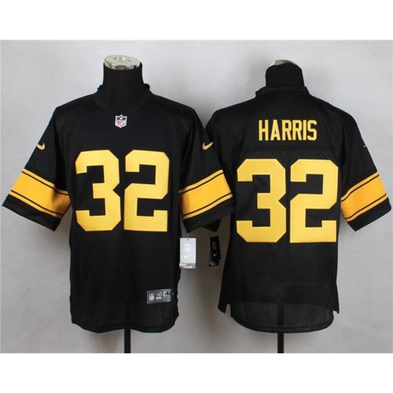6861b6c7f1592_1 Steelers #32 Franco Harris Black(Gold No.) Men's Stitched NFL Elite Jersey