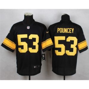 6861b6e6cbfa1_1 Steelers #53 Maurkice Pouncey Black(Gold No.) Men's Stitched NFL Elite Jersey