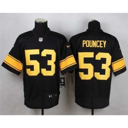 6861b6e6cbfa1_1 Steelers #53 Maurkice Pouncey Black(Gold No.) Men's Stitched NFL Elite Jersey