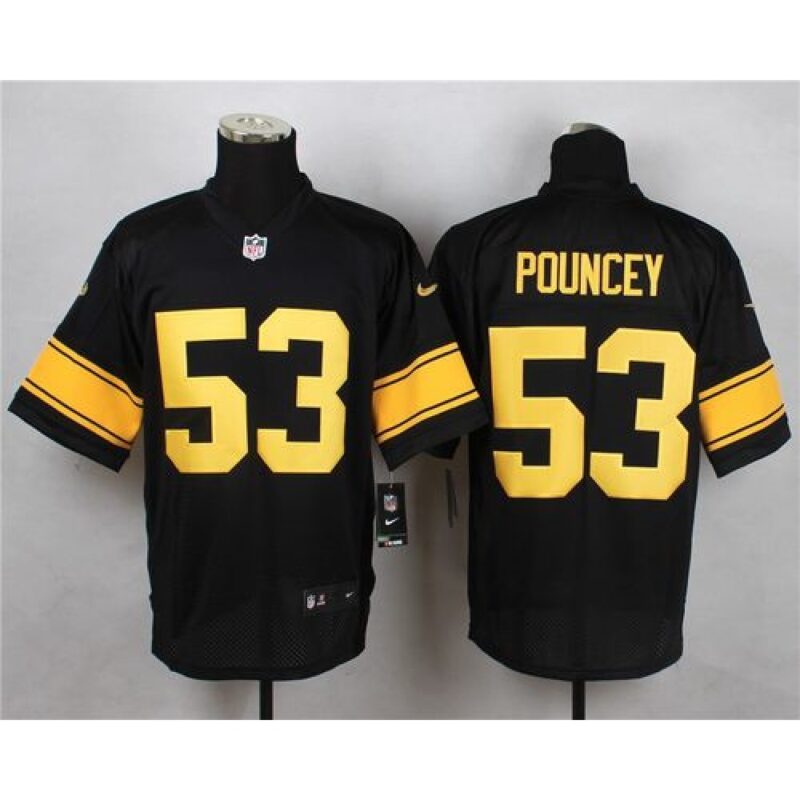 6861b6e6cbfa1_1 Steelers #53 Maurkice Pouncey Black(Gold No.) Men's Stitched NFL Elite Jersey