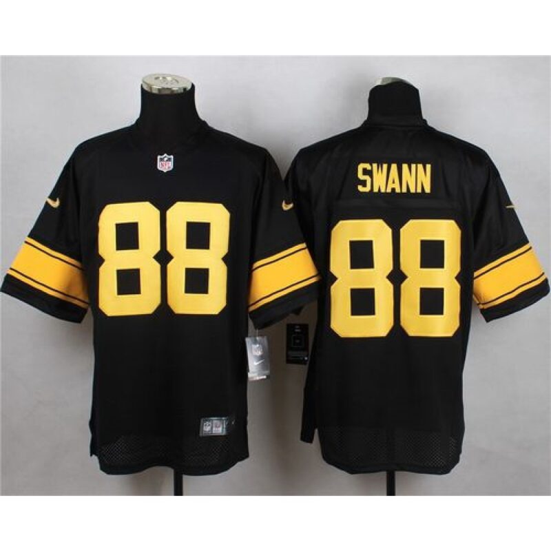 6861b70629a00_1 Steelers #88 Lynn Swann Black(Gold No.) Men's Stitched NFL Elite Jersey