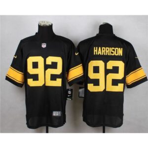 6861b716084d1_1 Steelers #92 James Harrison Black(Gold No.) Men's Stitched NFL Elite Jersey