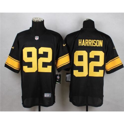6861b716084d1_1 Steelers #92 James Harrison Black(Gold No.) Men's Stitched NFL Elite Jersey