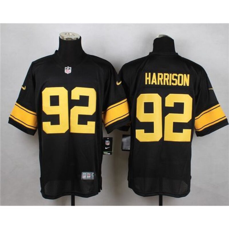 6861b716084d1_1 Steelers #92 James Harrison Black(Gold No.) Men's Stitched NFL Elite Jersey