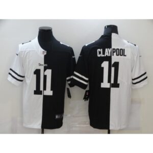 6861b7575b4a9_1 Men's Pittsburgh Steelers #11 Chase Claypool Black And White Limited Stitched Jersey