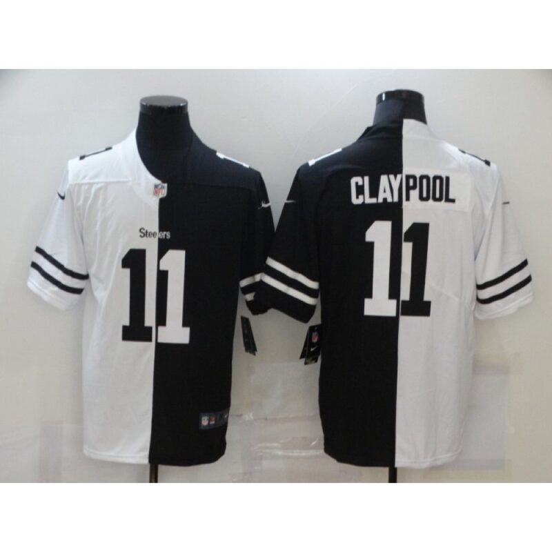 6861b7575b4a9_1 Men's Pittsburgh Steelers #11 Chase Claypool Black And White Limited Stitched Jersey