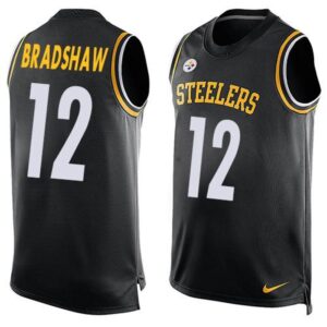 6861b7644ecd1_1 Steelers #12 Terry Bradshaw Black Team Color Men's Stitched NFL Limited Tank Top Jersey