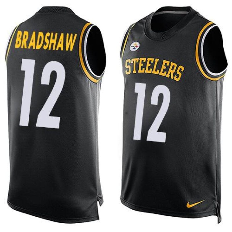 6861b7644ecd1_1 Steelers #12 Terry Bradshaw Black Team Color Men's Stitched NFL Limited Tank Top Jersey