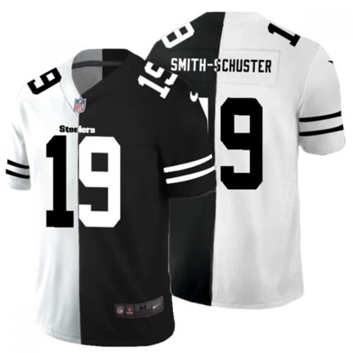 6861b793d0072_1 Men's Pittsburgh Steelers #19 JuJu Smith-Schuster Black &White Limited Stitched Jersey
