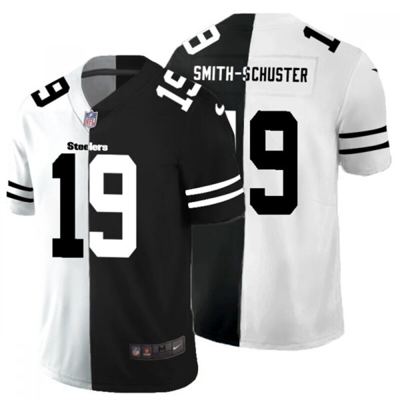 6861b793d0072_1 Men's Pittsburgh Steelers #19 JuJu Smith-Schuster Black &White Limited Stitched Jersey
