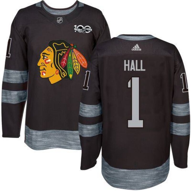 6861b7afe1009_1 Blackhawks #1 Glenn Hall Black 1917-2017 100th Anniversary Stitched NHL Jersey
