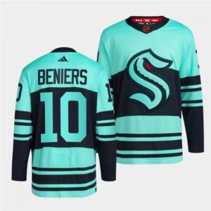 6861b7b69a40a_1 Men's Seattle Kraken #10 Matty Beniers Ice Blue 2022-23 Reverse Retro Stitched Jersey