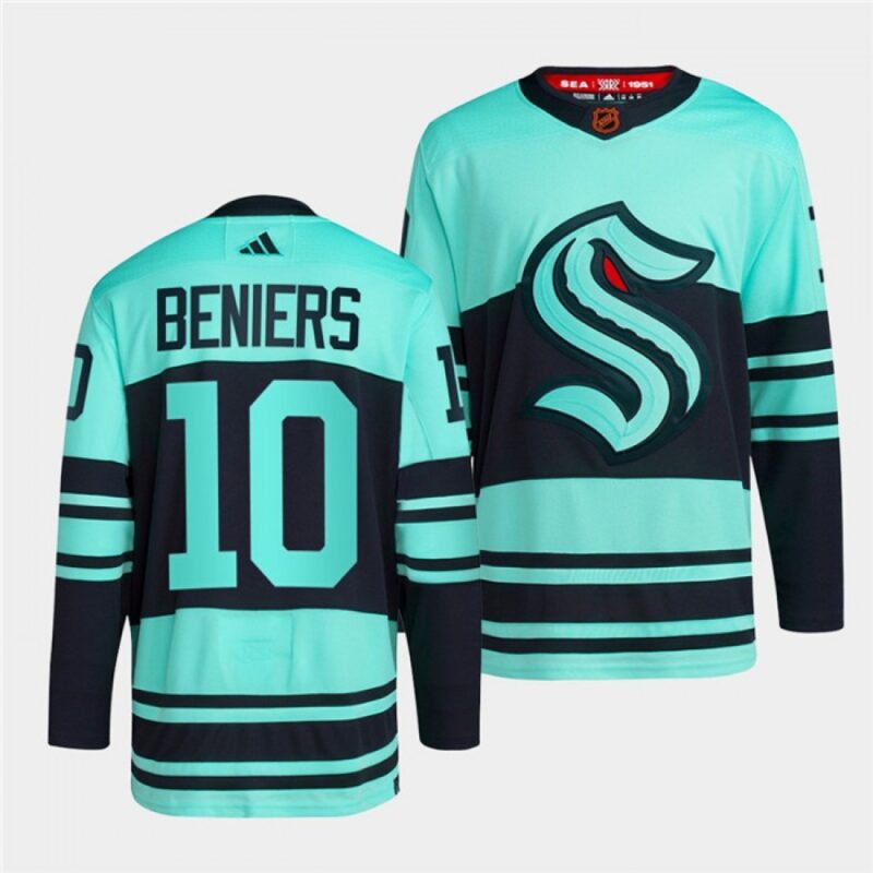 6861b7b69a40a_1 Men's Seattle Kraken #10 Matty Beniers Ice Blue 2022-23 Reverse Retro Stitched Jersey