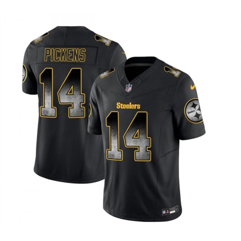 6861b83c7e12a_1 Men's Pittsburgh Steelers #14 George Pickens Black 2023 F.U.S.E. Smoke Vapor Untouchable Limited Stitched Jersey