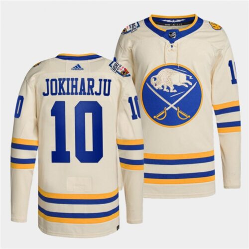 6861b850004d6_1 Men's Buffalo Sabres #10 Henri Jokiharju 2022 Cream Heritage Classic Stitched Jersey