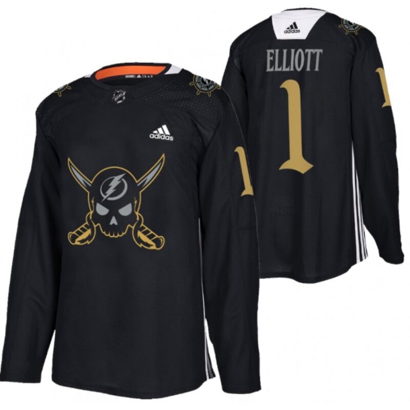 6861b8535b51f_1 Men's Tampa Bay Lightning #1 Brian Elliott Black Gasparilla inspired Pirate-themed Warmup Stitched Jersey
