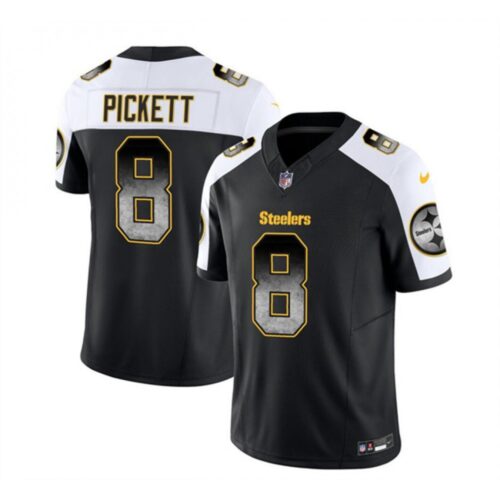 6861b85b7e588_1 Men's Pittsburgh Steelers #8 Kenny Pickett Black/White 2023 F.U.S.E. Smoke Vapor Untouchable Limited Stitched Jersey
