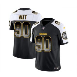 6861b8680502f_1 Men's Pittsburgh Steelers #90 T.J. Watt Black/White 2023 F.U.S.E. Smoke Vapor Untouchable Limited Stitched Jersey