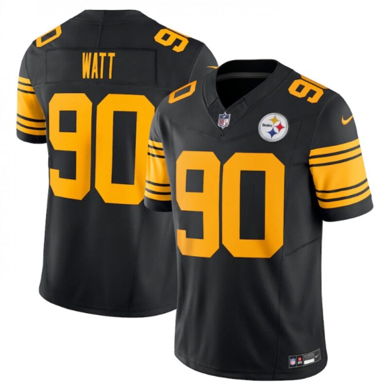 6861b8715398d_1 Men's Pittsburgh Steelers #90 T.J. Watt Black 2023 F.U.S.E. Vapor Color Rush Limited Jersey