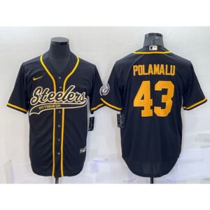 6861b88b1606a_1 Men's Pittsburgh Steelers #43 Troy Polamalu Black Gold With Patch Cool Base Stitched Baseball Jersey
