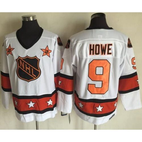 6861b8c732afb_1 Red Wings #9 Gordie Howe White/Orange All Star CCM Throwback Stitched NHL Jersey