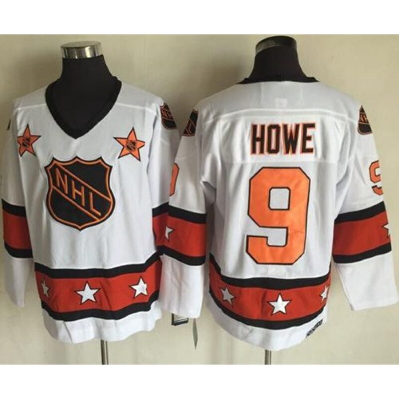 6861b8c732afb_1 Red Wings #9 Gordie Howe White/Orange All Star CCM Throwback Stitched NHL Jersey