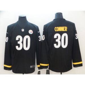 6861b8c80bb30_1 Men's Pittsburgh Steelers #30 James Conner Black Therma Long Sleeve Stitched NFL Jersey