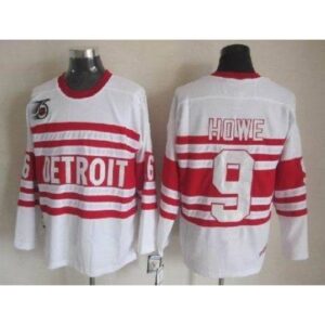 6861b8ca95720_1 Red Wings #9 Gordie Howe White CCM Throwback 75TH Stitched NHL Jersey