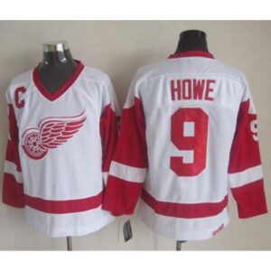 6861b8ce145fb_1 Red Wings #9 Gordie Howe White CCM Throwback Stitched NHL Jersey