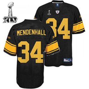 6861b8d8661bc_1 Steelers #34 Rashard Mendenhall Black With Yellow Number Super Bowl XLV Stitched Youth NFL Jersey
