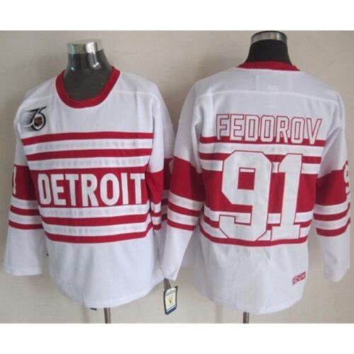 6861b8d8b561c_1 Red Wings #91 Sergei Fedorov White 75TH CCM Stitched NHL Jersey