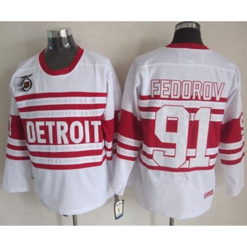 6861b8d8b561c_1 Red Wings #91 Sergei Fedorov White 75TH CCM Stitched NHL Jersey