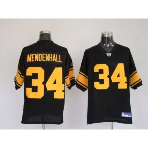 6861b8dba181b_1 Steelers #34 Rashard Mendenhall Black With Yellow Number Stitched Youth NFL Jersey