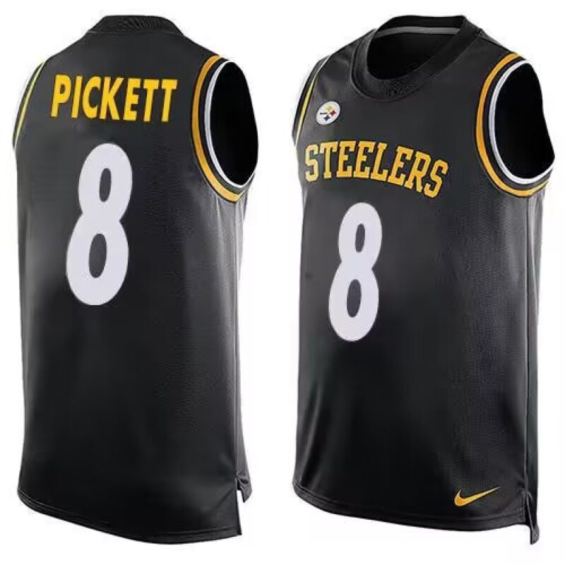 6861b8ee9193b_1 Men's Pittsburgh Steelers #8 Kenny Pickett Black Tank top Stitched Jersey