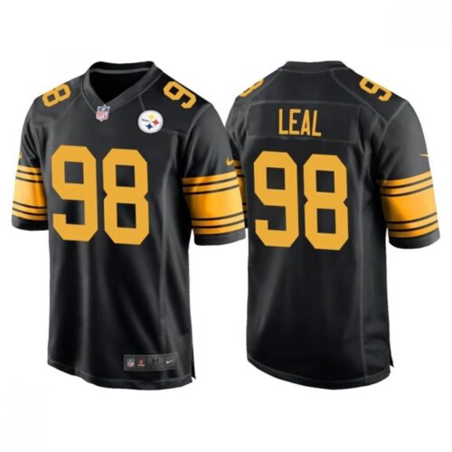 6861b8faee9fa_1 Men's Pittsburgh Steelers #98 DeMarvin Leal Black Color Rush Stitched Jersey