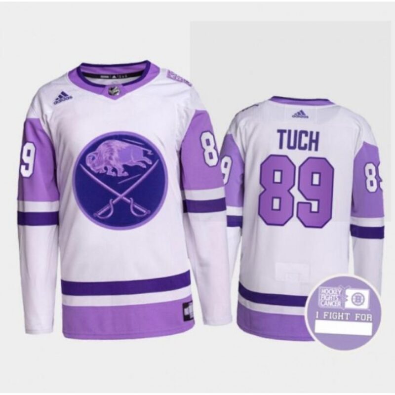 6861b9731233e_1 Men's Buffalo Sabres #89 Alex Tuch Fights Purple/White Cancer Blue Stitched Jersey