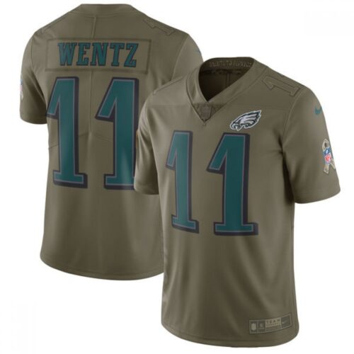 6861ba1b8a681_1 Men's Philadelphia Eagles #11 Carson Wentz Olive Salute To Service Limited Stitched NFL Jersey